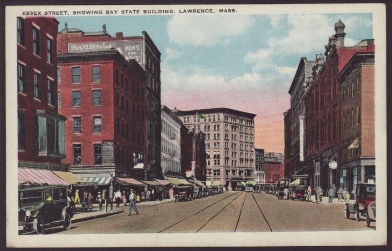 Essex Street,Bay State Building,Lawrence,MA Postcard