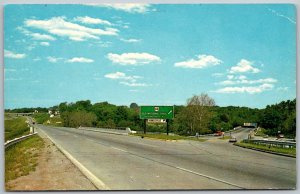 Springfield Ohio 1960s Postcard Old National Trails Road Sign