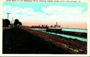 Levees Mississippi River Highest Danger New Orleans LA UNP WB Postcard E11