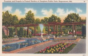 Maryland Hagerstown Pangborn Public Park Fountain and Pergola In Formal Garden