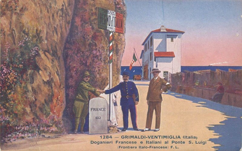 Lot of 15 postcards Italian-French border officer & scenic Grimaldi-Ventimiglia 