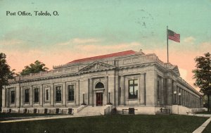 Vintage Postcard 1914 Post Office Building Postal Services Landmark Toledo Ohio