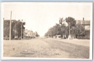 Miller South Dakota SD Postcard RPPC Photo Broadway Street View c1910's Antique