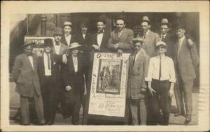 Theatre Vaudeville Poster Men Canton IL 1910 Cancel Real Photo Postcard