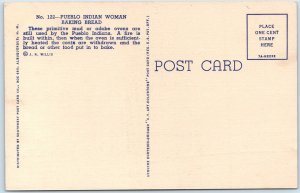 c1940s Pueblo Adobe Oven Bread Making Linen Postcard Native American Indian A90