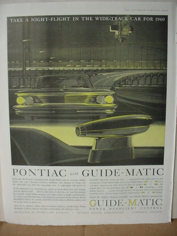 1960 GM General Motors GuideMatic Power Headlight Control Vintage Print Ad 10045