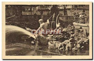 Postcard Old Dusseldorf Boat Tritonengruppe Theinpartie