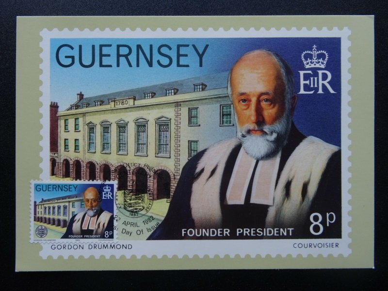 Guernsey First Day of Issue FOUNDER PRESIDENT 3-A 1982 Stamp & Postcard