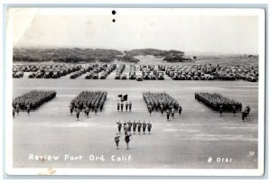 1944 US Army Military Parade Review WWII Fort Ord Marina CA RPPC Photo Postcard