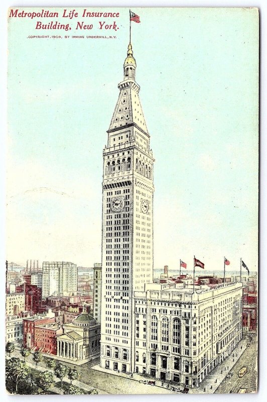 Metropolitan Life Insurance Building New York Historic Landmark Tower Postcard