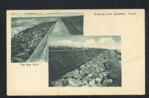 GALVESTON TEXAS THE SEA WALL 1907 VINTAGE POSTCARD