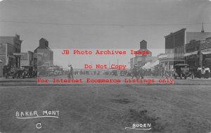 MT, Baker, Montana, RPPC, Street Scene, Business Section, Booen Photo