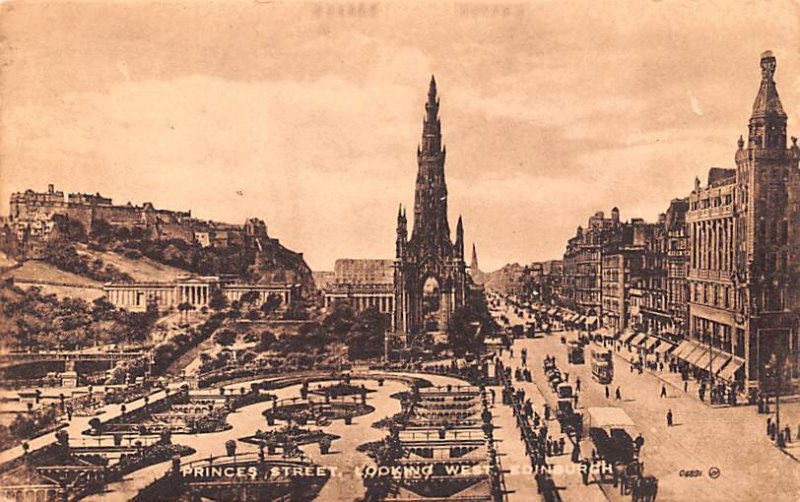 Princes Street Looking West, Edinburgh Scotland Unused 