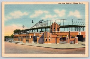 Clinton Iowa~Riverview Stadium~LumberKings~Gates C & D~1938 Linen Postcard