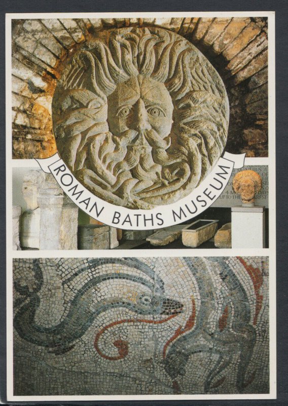 Somerset Postcard - Gorgon's Head, Roman Baths Museum, Bath     T4795