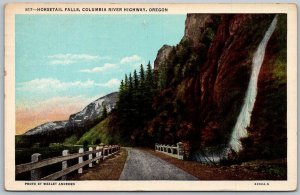 Columbia River Highway Oregon 1953 Postcard Horsetail Falls