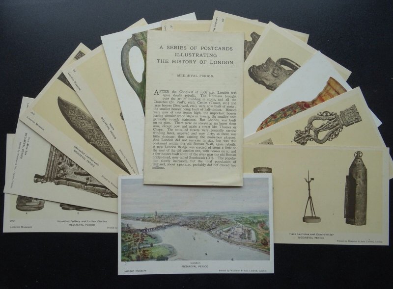 History of London Set MEDIAEVAL PERIOD c1905 Postcard by Oxford University Press