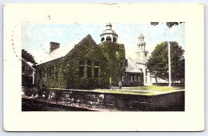 1910's Library Congregational Church Manchester Vermont VT Parish Postcard