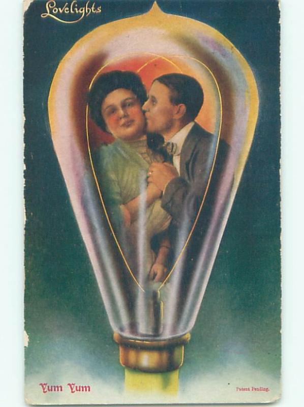 c1910 ROMANTIC COUPLE IN LIGHTBULB - MAYBE AN EDISON AC5114