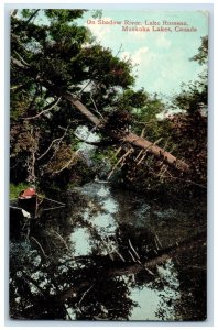 c1905 Boat Canoeing On Shadow River Lake Rosseau Muskoka Lakes Canada Postcard