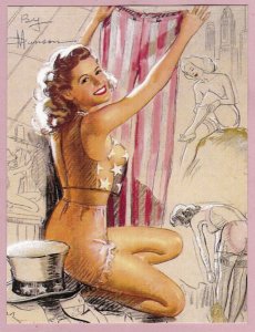 Lg Ca 1980s Pretty Lady Uncle Sam's Pants Risque Signed Munson Postcard - 1179