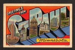 MN Greetings ST PAUL MINNESOTA Large Lg Letter Postcard