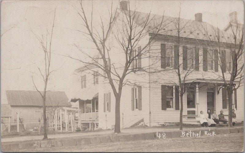 RPPC Postcard View Street and House Bethel PA People Sitting on Porch