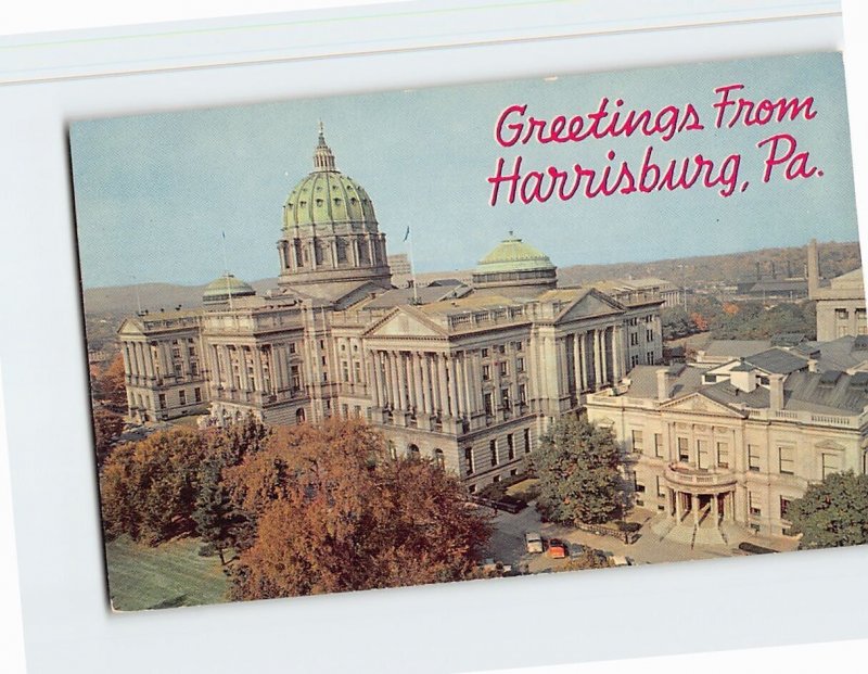 Postcard Main Capitol Building, Greetings From Harrisburg, Pennsylvania