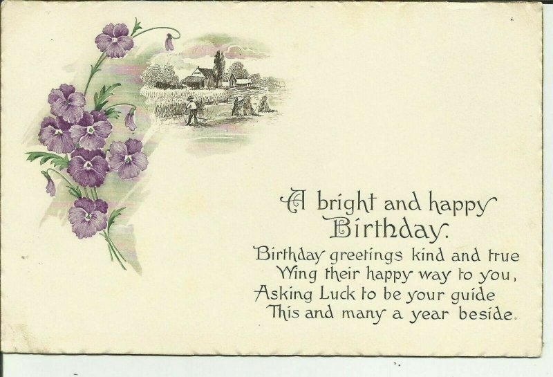 A Bright and Happy Birthday-- Purple Flowers