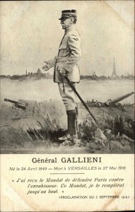 WWI French Officer Gerneral Gallieni Versailles 1916 Postcard