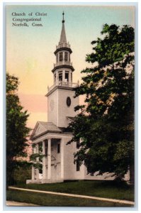 Church Of Christ Congregational Norfolk Connecticut CT Handcolored Postcard 