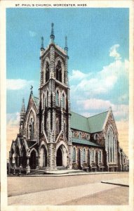 Vintage Worcester, Massachusetts Ma Postcard - St. Paul's Church