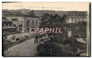 Postcard Old Lyon Perrache Station and Hotel du Midi Terminaus Curs