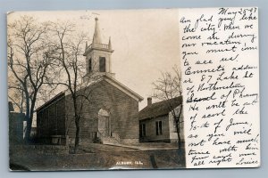 ALBANY IL CHURCH ANTIQUE REAL PHOTO POSTCARD RPPC