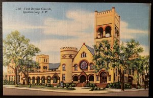 Vintage Postcard 1944 First Baptist Church, Spartanburg, South Carolina (SC)