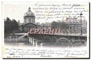 Postcard Old Paris Institute and the Pont des Arts
