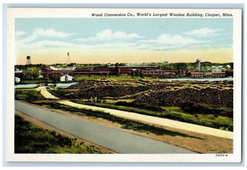 1940 Wood Conversion Co World Largest Wooden Building Cloquet Minnesota Postcard 