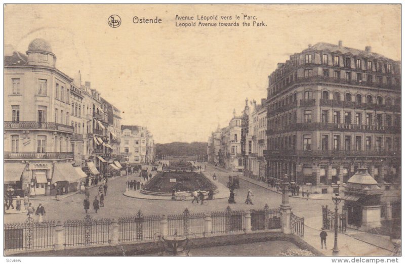 OSTENDE, West Flanders, Belgium, PU-1920 :  Avenue Leopold vers le Parc