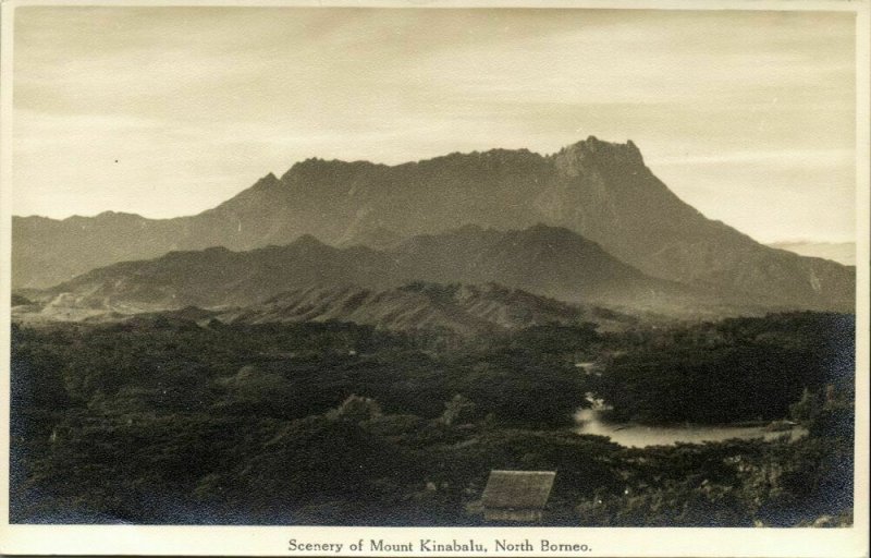 british north borneo, SABAH MALAYSIA, Scenery of Mount Kinabalu (1920s) RP