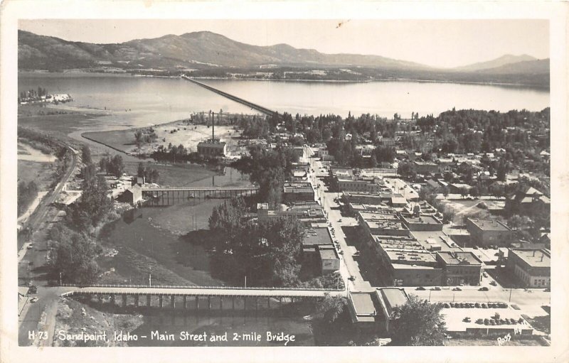 J5/ Sandpoint Idaho Real Photo RPPC Postcard c1940s Main St 2Mile Bridge 79