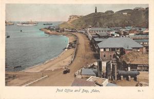 Aden Yemen birds eye view showing bay and post office antique pc Y14593