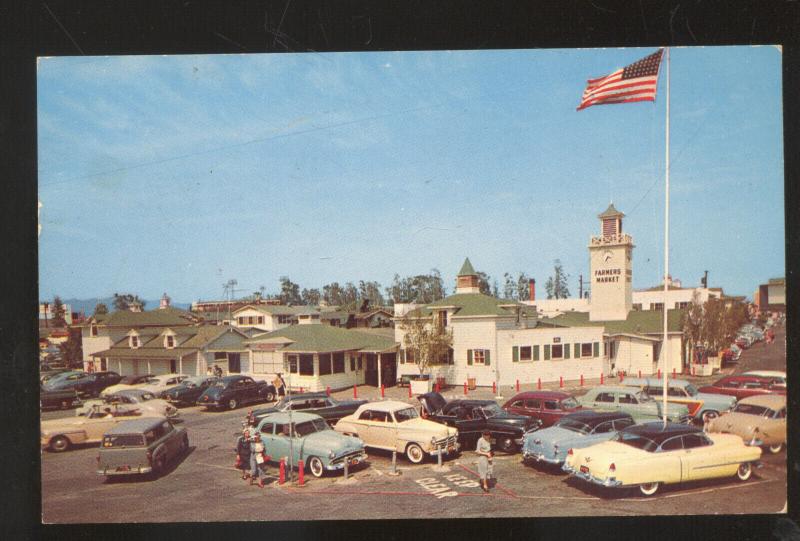 LOS ANGELES CALIFORNIA FARMERS MARKET 1950's CARS VINTAGE POSTCARD IONA MISSOURI