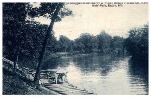 Indiana Eaton River Side Park. Toboggan Slide, Rustic bridge