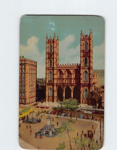 Postcard Notre Dame Church & Place D'Armes Montreal Canada