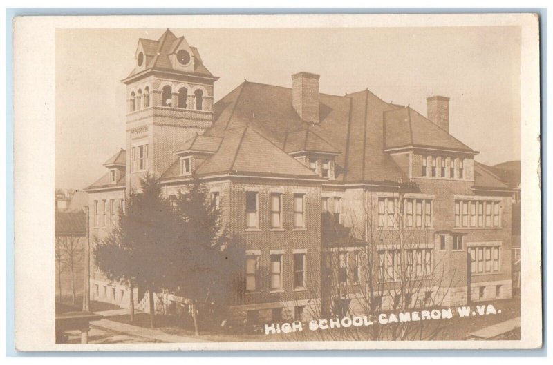 1910 High School Cameron West Virginia W. VA RPPC Photo Postcard 