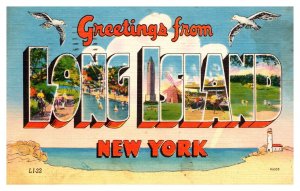 Vintage 1956 Postcard Greetings from Long Island New York
