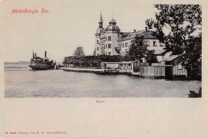 Lake Starnberger Germany birds eye view ship pier antique pc Z17970