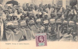 Nigeria Lagos group of native dancers ethnic vintage postcard