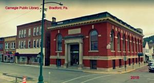 Bradford PE~Shops Next Door to Carnegie Public Library~Homes Behind c1910