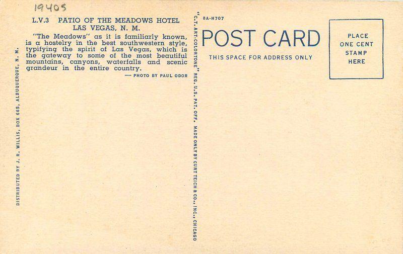 1940s Las Vegas Nevada Patio Meadows Hotel Willis Teich linen postcard 7798